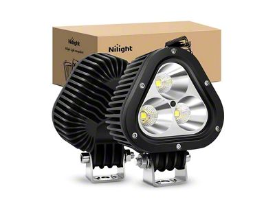 Nilight 4-Inch Triangle LED Driving Lights; Spot/Flood Combo Beam (Universal; Some Adaptation May Be Required)