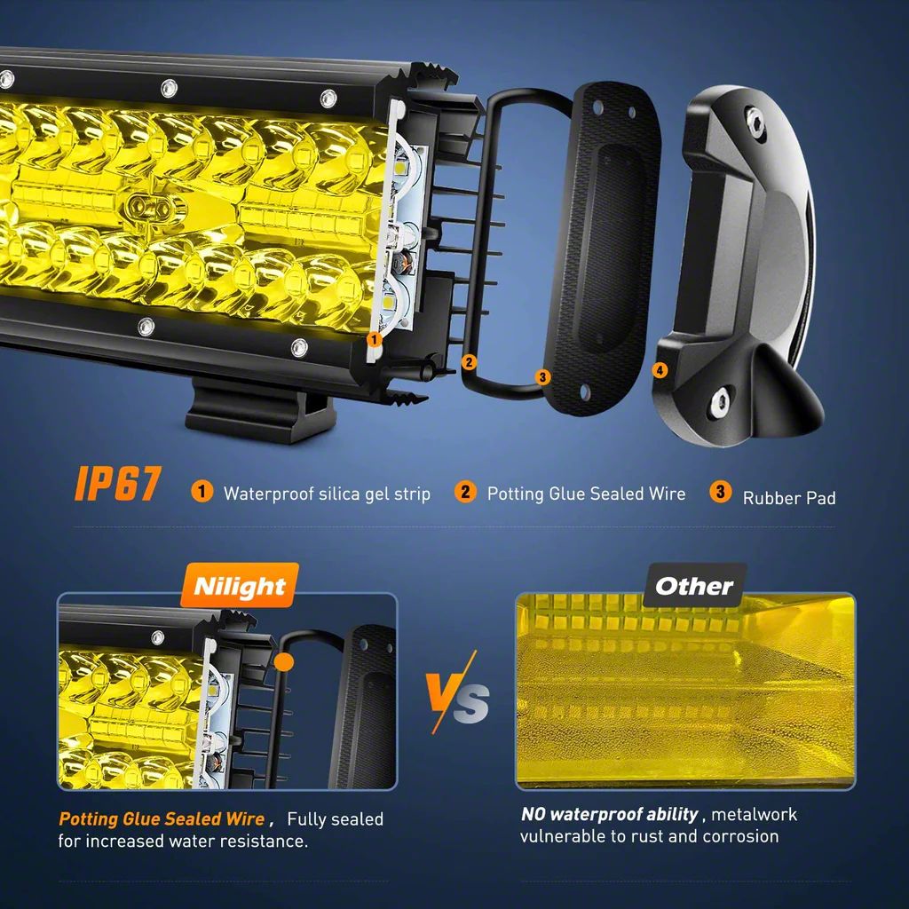 F150 12Inch Triple Row LED Fog Light; Spot/Flood Combo Beam; Amber