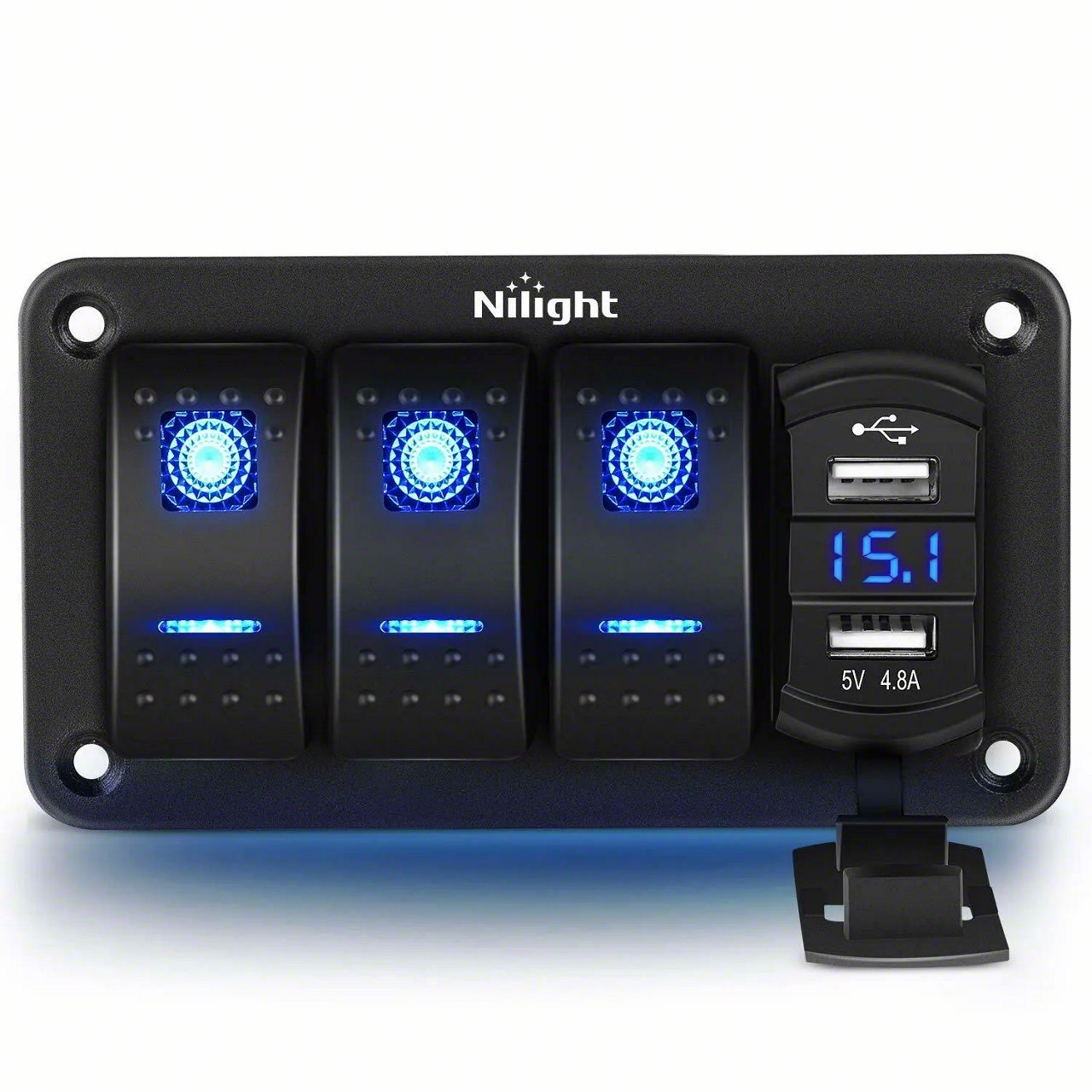Nilight Rocker Switch Style USB Charger (Type C + USB) For 12V Panels - 4.2A, 2-Year Warranty