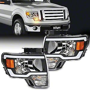 Nilight LED DRL Headlights with Amber Reflector; Black Housing; Clear Lens (09-14 F-150 w/ Factory Halogen Headlights)