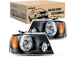 OE Style Headlights with Amber Corners; Black Housing; Clear Lens (04-08 F-150)