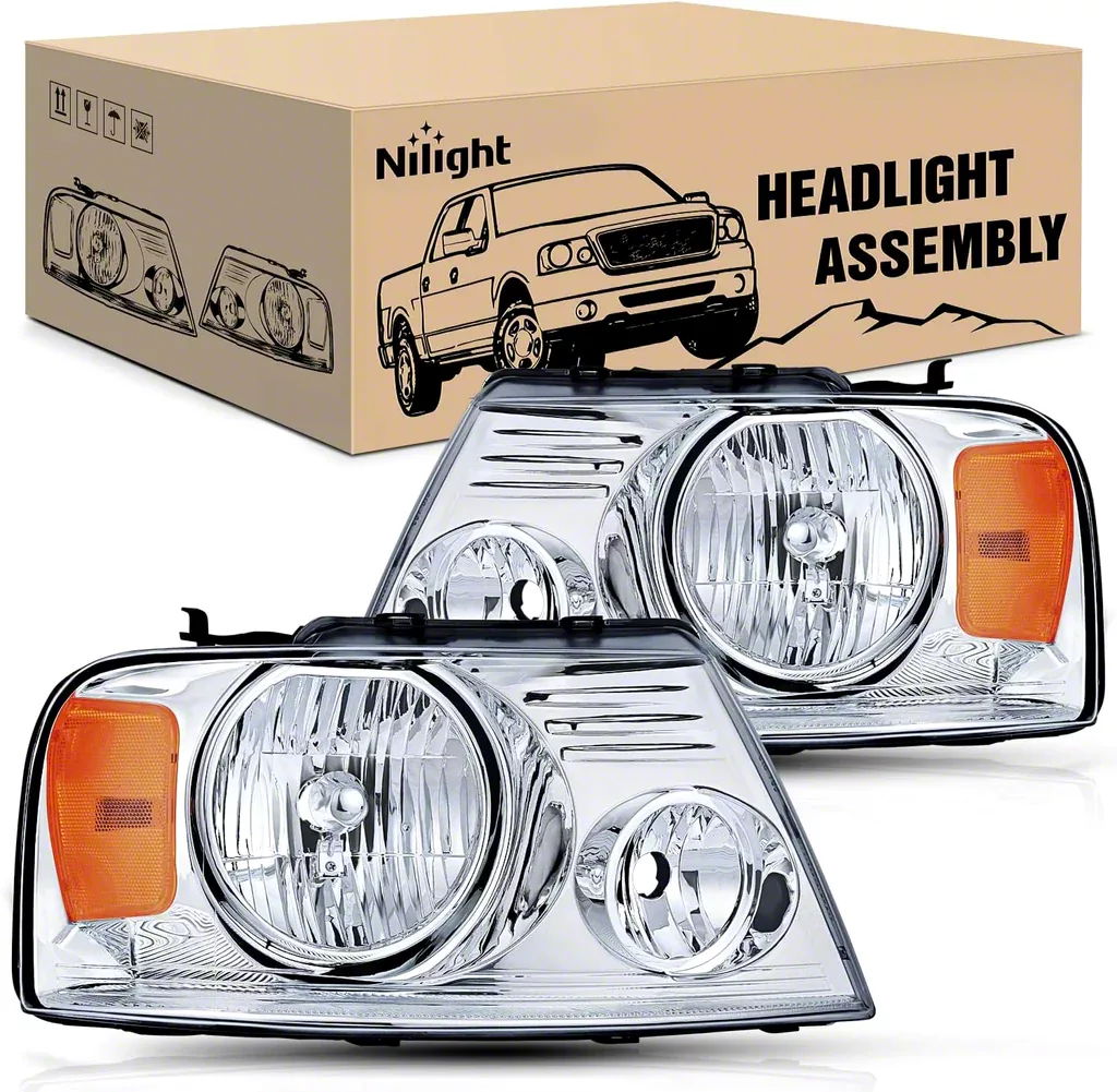 Nilight OE Style Headlights with Amber Corners; Chrome Housing; Clear Lens (04-08 F-150)