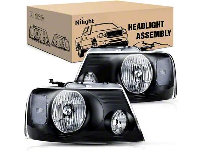 Nilight OE Style Headlights with Clear Corners; Black Housing; Clear Lens (04-08 F-150)