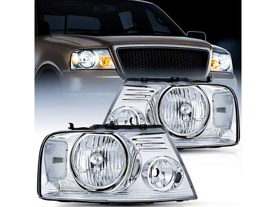 Nilight OE Style Headlights with Clear Corners; Chrome Housing; Clear Lens (04-08 F-150)