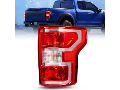 Nilight OE Style Tail Light; Chrome Housing; Red Lens; Passenger Side (18-20 F-150 w/ Factory Halogen Non-BLIS Tail Lights)