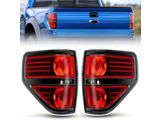 OE Style Tail Lights; Black Housing; Red Lens (09-14 F-150 Styleside)