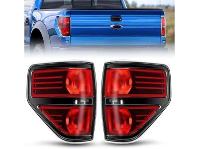 Nilight OE Style Tail Lights; Black Housing; Red Lens (09-14 F-150 Styleside)