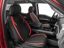 Waterproof Leather Front Seat Covers; Black and Red (09-25 F-150)