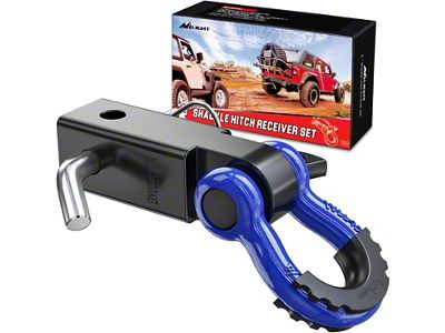 Nilight 2-Inch Hitch Receiver with 3/4-Inch D-Ring Shackle; Blue (Universal; Some Adaptation May Be Required)