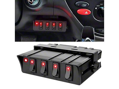 F-250 Super Duty 6-Gang Rocker Switch Box with SPST Toggle Switch Panel  (Universal; Some Adaptation May Be Required)
