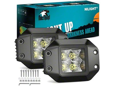 Nilight 4.70-Inch 4 LED Backup Lights; Flood Beam (Universal; Some Adaptation May Be Required)