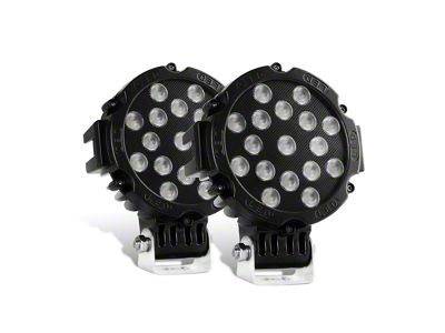 Nilight 7-Inch Black Round LED Work Lights; Flood Beam (Universal; Some Adaptation May Be Required)