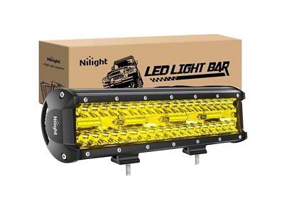 Nilight 12-Inch Triple Row LED Fog Lights; Spot/Flood Combo Beam; Amber (Universal; Some Adaptation May Be Required)