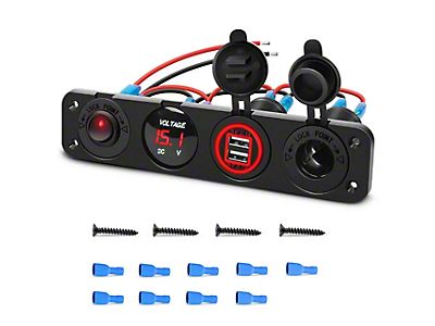 usb and cigarette lighter panel RAM 1500 4-in-1 ON/OFF Charger Socket Panel with Dual USB Socket, Power  Outlet, LED Voltmeter, and Cigarette Lighter Socket; Blue LED (Universal;  Some Adaptation May Be Required)