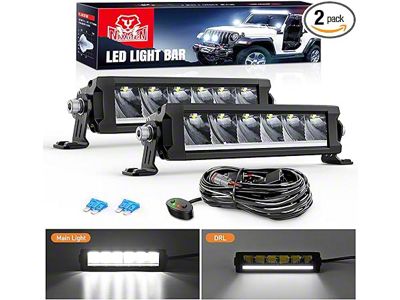 Nilight 9-Inch Single Row LED Light Bars with DRL; Anti-Glare Flood/Spot Combo Beam (Universal; Some Adaptation May Be Required)