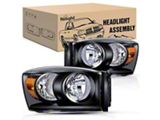 Headlights with Amber Corners; Black Housing; Clear Lens (06-08 RAM 1500)