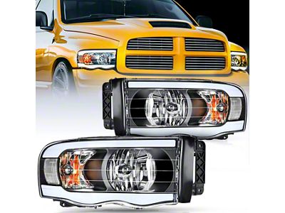 Nilight LED DRL Headlights with Clear Reflectors; Black Housing; Clear Lens (02-05 RAM 1500)