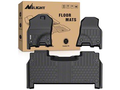 Nilight TPE Front and Rear Floor Liners; Black (19-24 RAM 1500 Crew Cab w/ Rear Under Seat Storage)