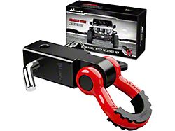 Nilight 2-Inch Shackle Hitch Receiver with 3/4-Inch D-Ring; Red/Black (Universal; Some Adaptation May Be Required)