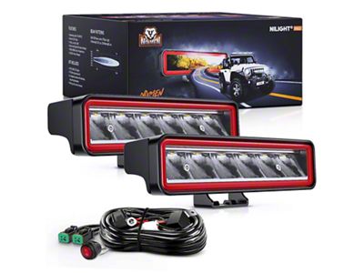 Nilight 6.50-Inch LED Light Bars; Spot Beam (Universal; Some Adaptation May Be Required)