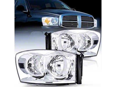 Nilight OE Style Headlights with Clear Reflector; Chrome Housing; Clear Lens (06-09 RAM 2500)