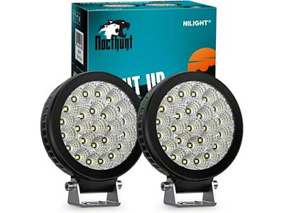 Nilight 4.30-Inch Round LED Lights; Flood Beam (Universal; Some Adaptation May Be Required)