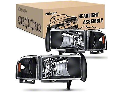 1994-2002 Ram Lights Dodge Ram Headlights Assembly With LED DRL - Chrome Housing Clear Corner Lamps For 94-02 Ram 1500/2500/3500 Non-Sport Models LED DRL Headlight Assembly - Foto 12