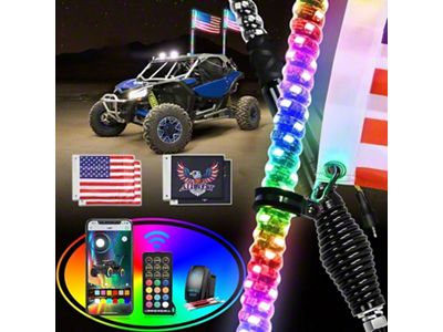 Nilight Spiral Antenna Bluetooth Remote App Control LED Whip Lights with Spring Base; 5-Foot (Universal; Some Adaptation May Be Required)