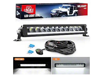 15.50-Inch Single Row LED Light Bar with DRL; Anti-Glare Flood/Spot Combo Beam (Universal; Some Adaptation May Be Required)
