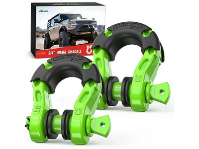 Nilight 3/4-Inch Mega D-Rings; Lime Green