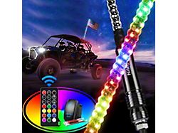 Nilight Spiral Antenna RGB LED Whip Light; 2-Foot (Universal; Some Adaptation May Be Required)