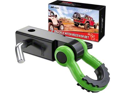 Nilight 2-Inch Hitch Receiver with 3/4-Inch D-Ring Shackle; Lime Green (Universal; Some Adaptation May Be Required)