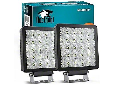Nilight 5-Inch Square LED Lights; Flood Beam (Universal; Some Adaptation May Be Required)