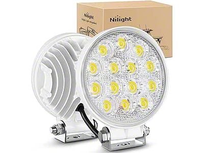 Nilight 6-Inch White Round LED Lights; Flood Beam (Universal; Some Adaptation May Be Required)