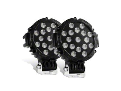 Nilight 7-Inch Black Round LED Work Lights; Flood Beam (Universal; Some Adaptation May Be Required)