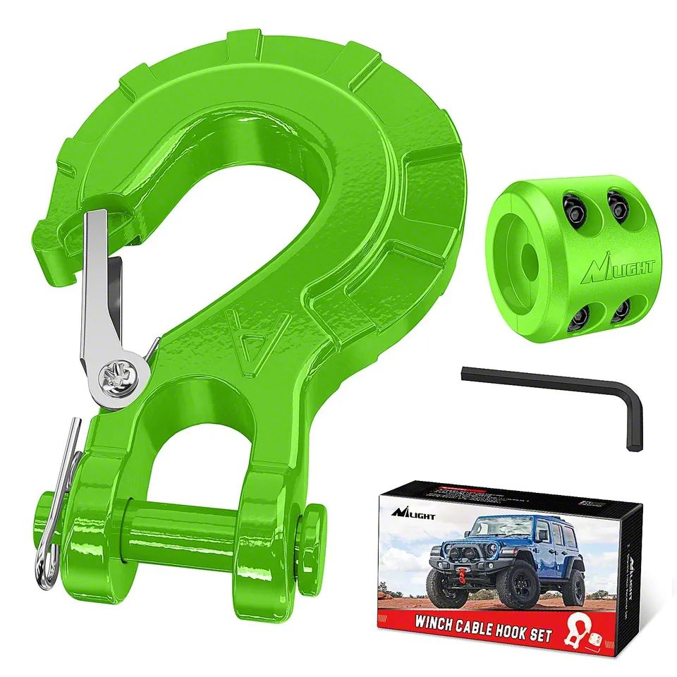 Nilight Sierra 1500 Steel Winch Hook; Lime Green 92161G Free