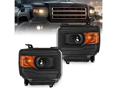 Nilight OE Style Headlights; Black Housing; Clear Lens (14-18 Sierra 1500)