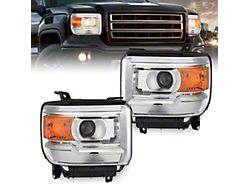 Nilight OE Style Headlights; Chrome Housing; Clear Lens (14-18 Sierra 1500)