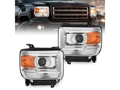Nilight OE Style Headlights; Chrome Housing; Clear Lens (14-18 Sierra 1500)