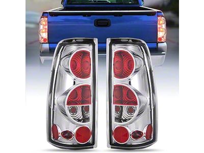OE Style Tail Lights; Chrome Housing; Clear Lens (99-02 Sierra 1500 Fleetside)