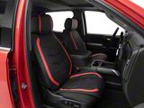 Waterproof Leather Front Seat Covers; Black and Red (07-26 Sierra 1500)