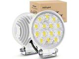 4.5-Inch White Round LED Lights; Flood Beam (Universal; Some Adaptation May Be Required)