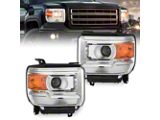 Nilight OE Style Headlights; Chrome Housing; Clear Lens (15-19 Sierra 2500 HD)