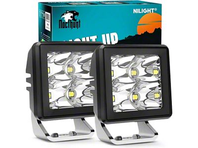 Nilight 2-Inch Square LED Lights; Flood Beam (Universal; Some Adaptation May Be Required)