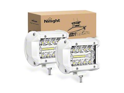 Nilight 4-Inch White LED Lights; Spot/Flood Combo Beam (Universal; Some Adaptation May Be Required)