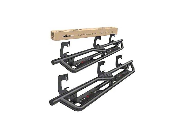 Nilight Nerf Side Step Bars; Black (07-19 Sierra 3500 HD Extended/Double Cab)