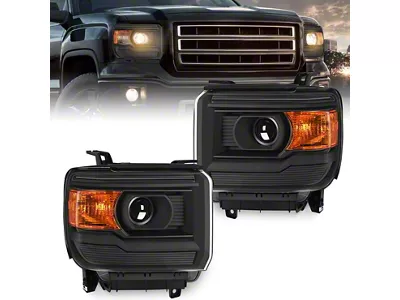 Nilight OE Style Headlights; Black Housing; Clear Lens (15-19 Sierra 3500 HD)