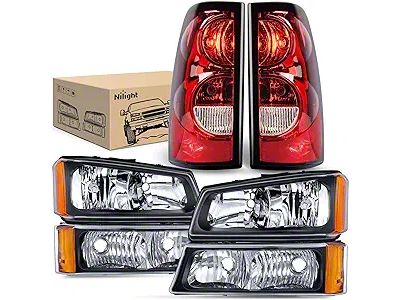 OE Style Headlight and Tail Light Combo Kit; Black Housing; Clear Lens (03-06 Silverado 1500 Fleetside)