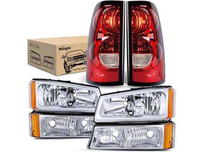 OE Style Headlight and Tail Light Combo Kit; Chrome Housing; Clear Lens (03-06 Silverado 1500 Fleetside)