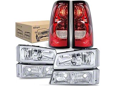 OE Style Headlight and Tail Light Combo Kit; Chrome Housing; Clear Lens (03-06 Silverado 1500 Fleetside)